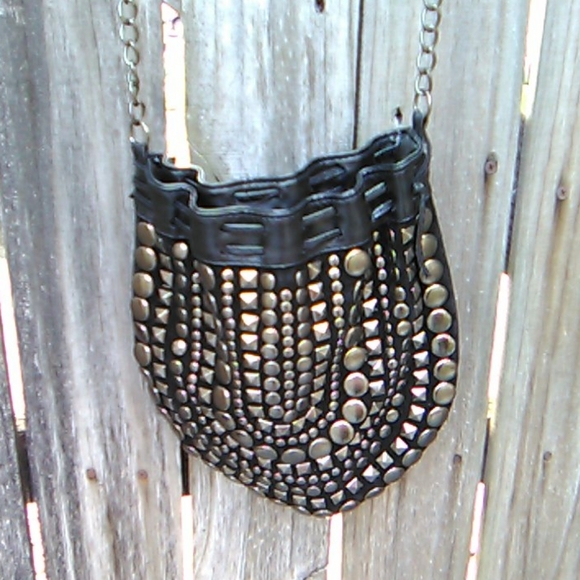 Handbags - Black metal studded bag (33 inches long)